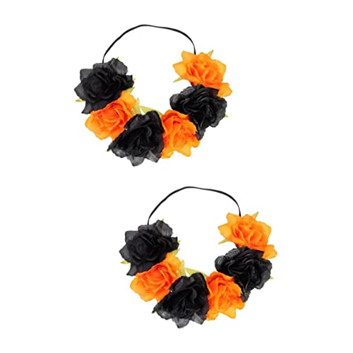 ADOCARN 2St Stirnband aus künstlichen Blumen Halloween-Blumenkronen-Stirnband Halloween-Zubehör haarschmuck Blumenstirnbänder für Frauen Party-Kopfschmuck die Blumen Kopfbedeckung Kranz von ADOCARN