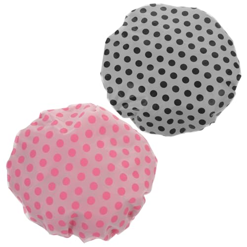 ADOCARN 2stücke Duschhaube Für Damen Dreilagige Wasserdichte Badekappe Mit Mikrofaserschicht Für Schnelles Trocknen Für Dusche Und Spa Wiederverwendbar Große von ADOCARN