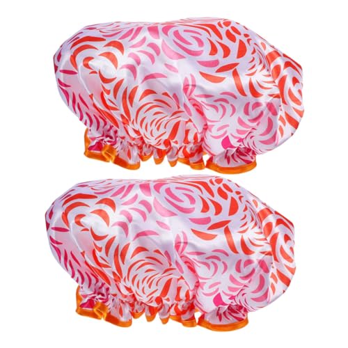 ADOCARN 2stücke Duschhaube Für Damen Wiederverwendbare Haarhaube Doppellagige Badehut Mit Druckdesign Für Langes Haar Trockenes Haar Hüte Haarschutzhülle Für Dusche Und Andere Gelegenheite von ADOCARN