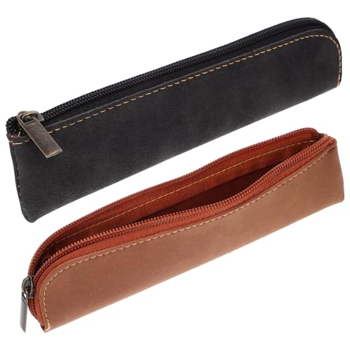 ADOCARN 2 Stück PU Federmäppchen für Damen Tragbare Kosmetiktasche mit Reißverschluss Süße Bleistifttasche Kleiner Federmäppchen für Schreibwaren für Reisen und Alltag von ADOCARN