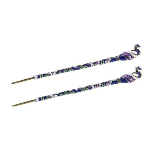 ADOCARN 2stücke Blau Legierung Chinesischen Traditionellen Haar Pins Vintage Haar Sticks Für Frauen Für Hanfu Zubehör Für Brötchen Retro von ADOCARN