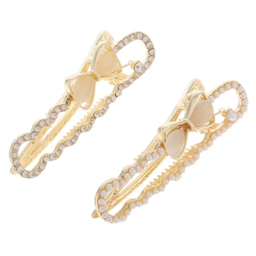 ADOCARN 2stücke Schleifenanhänger Mit Strass Und Kunstperlen Stilvolle Hohlspangen Für Haare Modische Haarspangen Für Mädchen Haarnadeln von ADOCARN