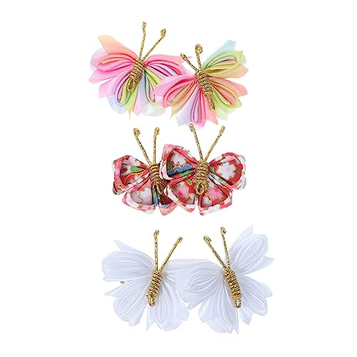 ADOCARN 3 Paare Blumen-haarspange Schmetterlingsklammern Für Haare 90er-jahre-haarschmuck Schmetterlings-haarschmuck Haarspangen Für Mädchen Handdekor Kleiner Schmetterling Baby Stoff Clip von ADOCARN