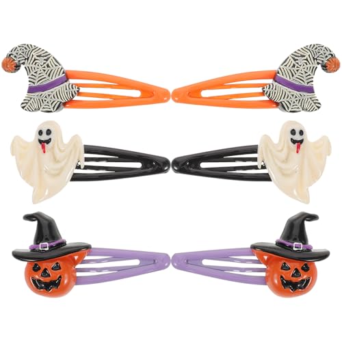 ADOCARN 3 Paar süße Halloween-Haarnadeln für Kinder – Kürbisschädel- und Hexenhut-Designs für „Süßes oder Saures“-Schulveranstaltungen und festliche Partyfrisuren von ADOCARN