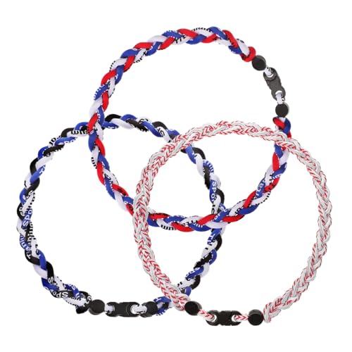 ADOCARN 3 Stück Baseball Halskette Geflochtene Seilhalskette für Männer Sportaccessoires Verstellbare und Stilvolle Kette für Baseball Fans Robustes Design Verschiedenen Farben von ADOCARN