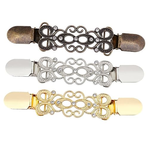 ADOCARN 3 Stück Cardigan Clips Praktische und Chic Kleidung Clasp für Pullover Strickjacken und Schals Hochwertige Brosche mit Kreativem Design für Damen und Mädchen von ADOCARN