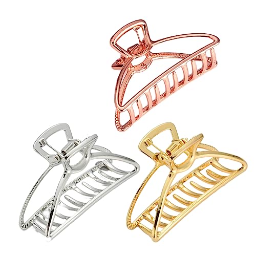 ADOCARN 3 Stück Großes Teiliges Haarklammer für Damen Mattierte Haarspangen Roségold Hellgold und Silber für Hochzeiten und Partys Rutschfest und Einfach zu Bedienen von ADOCARN