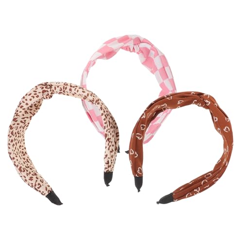 3St Stirnband Kopfhaarbänder Breites Haarband mit Knoten oben Boho-Haarband hair-band hair band bilden halstuch damen Sport Haarschmuck schmücken Kopfbedeckung Fräulein Schal Stoff von ADOCARN