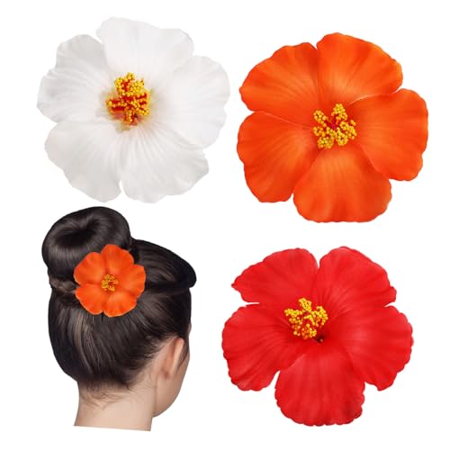ADOCARN 3Stücke Blumen Haarclips für Damen und Mädchen Hawaiianische Blumen Haarspangen Vielseitige Haarschmuck Accessoires für Hochzeiten und Partys Handwerkskunst von ADOCARN