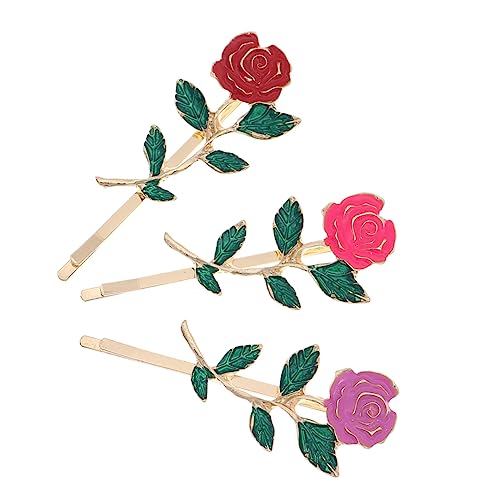 ADOCARN 3st Rosafarbene Haarspange Perlenhaarspangen Gelbe Haaraccessoires Rosenhaarnadel Diademe Für Mädchen Haarklammern Für Frauen Haarnadel Zubehör Sonnenblumen-haarspange Legierung von ADOCARN