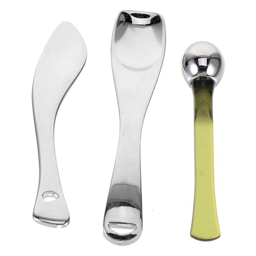 ADOCARN 3stücke Kosmetik Spachtel Metall Make-up Löffel Augencreme Gesichtscreme Applikator Gleichmäßige Verteilung Verschwendung Praktischer Beauty-scoop von ADOCARN