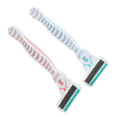 ADOCARN 4 Stück Unisex Haarentferner Rasierer aus und Abs Hautschonende Körper und Beinhaarschneider Tragbare Manuelle Rasiermesser für Glatte Rasur Roter und Blauer Griff von ADOCARN