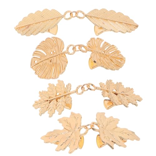 ADOCARN 4 Stück Vintage Pullover Clips Retro Strickjacke Kleider Blattförmige Schal Clips oder Frauen Dekoration Kleidung Hemd Mantel Cape Verschluss Schmuck von ADOCARN
