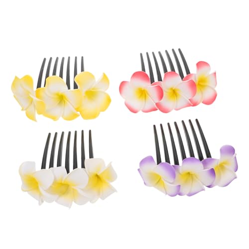 ADOCARN 4stücke Haarkammclip Seitenkamm Plumeria Blume Haarspange Damen Haarkämme Für Hochzeit Verlobung Abendveranstaltung Kopfschmuck Mit Kammzahn-design Leicht Anzuwenden von ADOCARN