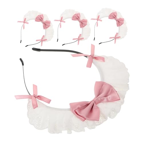 ADOCARN 4 Stücke Spitze Bogen Lolita Haarband Maid Cosplay Headwear Kawaii Bowknot Haar Band Make-up Stirnband Maid Haar Zubehör Für Und Mädchen von ADOCARN