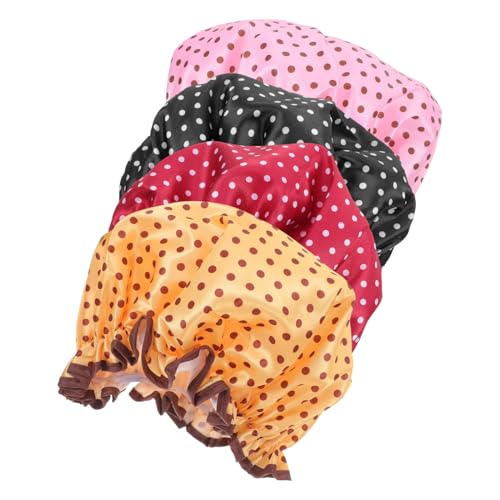 ADOCARN 4 Teilige Wasserdichte Duschhaube Doppellagige Duschhaube Neuartige Duschhaube Bade Und Badezubehör Badezimmerhaube Duschhaube Für Mädchen Duschhaube Für Männer Satin von ADOCARN