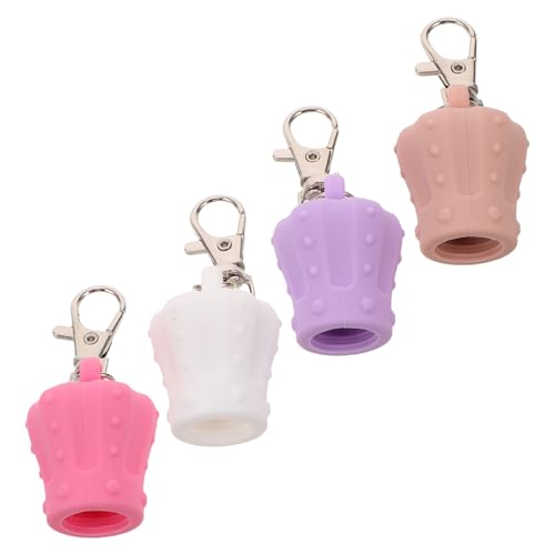 ADOCARN 4stücke Lipgloss-abdeckung Mit Metallclip Schlüsselanhänger Für Lipgloss Tragbarer Ersatzdeckel Aus Silikon Für Handtasche Und Geldbörse von ADOCARN