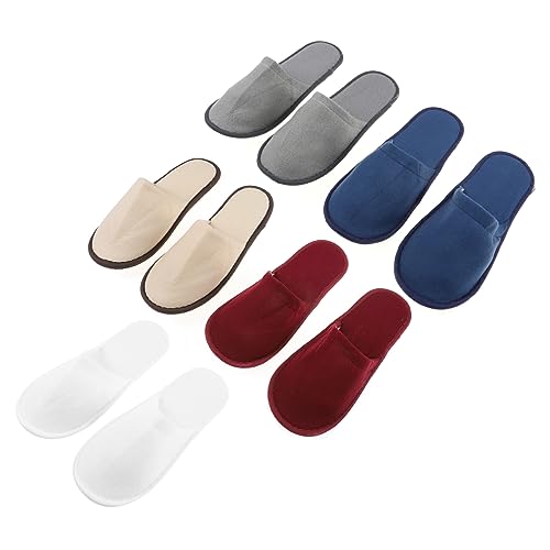 ADOCARN 5paare Einweg-hausschuhe Aus Gebürstetem Hausschuhe Für Gäste Leicht Und Komprimierbar Für Reisen Geeignet Für Männer Und Frauen von ADOCARN