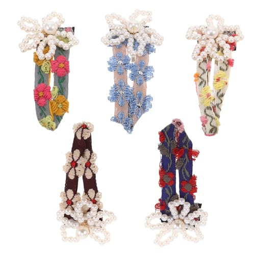 ADOCARN 5stücke Blumen Haarspange Mit Kunstperlen Haarspange Für Frauen Cartoon-haarnadeln Haarschmuck Für Mädchen Blumenmuster Für Hochzeit von ADOCARN