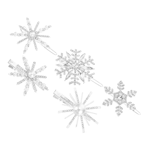 ADOCARN Stilvolles Haarspangen-accessoire 5 Stück Diamant-schneeflocken-haarspangen Für Hochzeiten Geburtstagsfeiern Zufälliger Stil von ADOCARN
