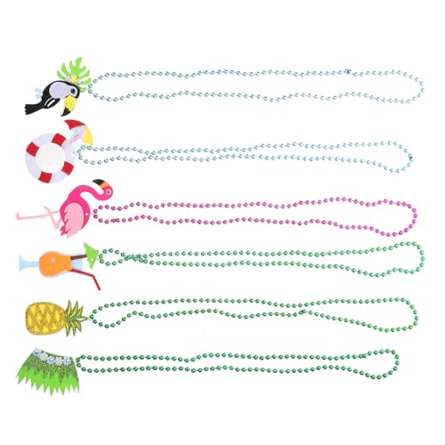 ADOCARN 6 Stück Hawaiianische Halskette Teiliges Party Schmuckset Handgefertigte Perlenkette mit Einzigartigen Anhängern für Tropische Strandfeiern und Hawaii Themenveranstaltungen von ADOCARN