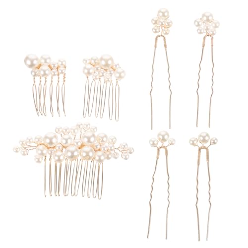ADOCARN 7stücke Haarschmuck Für Braut Und Hochzeitsgäste Perlendesign Haarkämme Metallkämme Mit Perlen Für Damen Haarkamm Zur Hochzeit Für Verschiedene Frisuren von ADOCARN