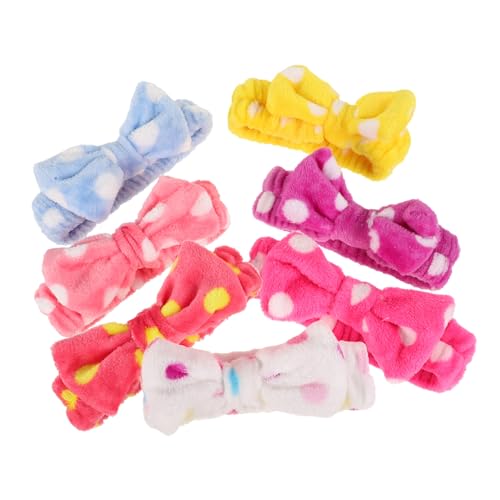 ADOCARN 7 Stück Teiliges Stirnband Set Damen Elastisches Verstellbares Schnell Trocknendes Fleece Haarband mit Schleifen Design Hautfreundlich zum Waschen Gesichts Gemischte Farben von ADOCARN