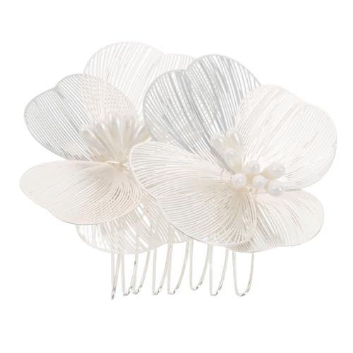 ADOCARN Silberner Blütenblatt-haarkamm Für Frauen Dekoratives Brautfrisuren-accessoire Langlebiger Haarkamm Für Hochzeit Und Party von ADOCARN