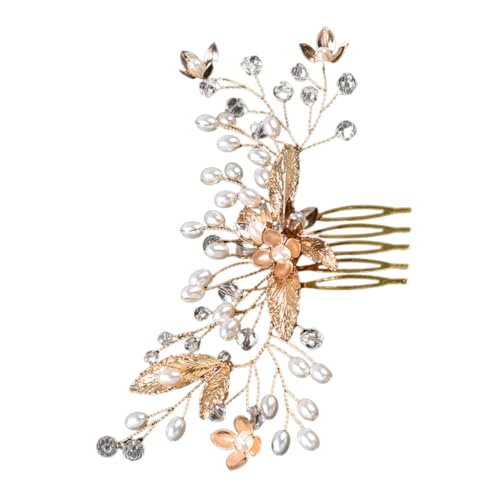 ADOCARN Braut Haarkamm aus Eleganter Hochzeitsschmuck für Bräute Funkelnde Strasssteine Leicht und Bequem für Verschiedene Hochzeitsthemen Goldene Farbausführung von ADOCARN