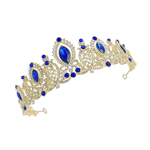 ADOCARN Braut Tiara mit Funkelnden Strasssteinen Hochzeitskrone für Damen und Mädchen Perfektes Haaraccessoire für Hochzeiten Partys und Besondere Anlässe Blau von ADOCARN
