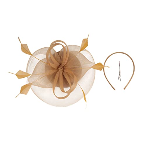 ADOCARN Hochzeits Fascinator Hut mit Netzdesign und Federn Elegantes Stirnband für Tea Party Bankett und Besondere Anlässe für Frauen und Damen von ADOCARN