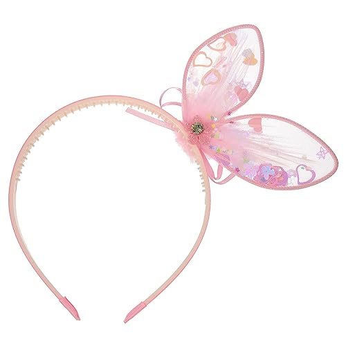 ADOCARN Kaninchenohr-stirnband Mit Pailletten Jahr Des Hasen-stirnbandes Haargummis Für Kinder Accessoires Für Haare Spitzenbesatz Hasenohren Stirnband Baby Zubehör Modellieren Grüßen Rosa von ADOCARN