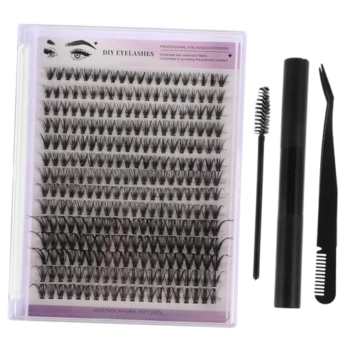 ADOCARN 1sätze Cluster Wimpernverlängerungs-kit Mit Wimpern-entferner Lash Bond Und Werkzeugen Für Anwendung Von Falschen Wimpern Inklusive Pinzette Für -anwendungen Zu Hause Schwarz von ADOCARN