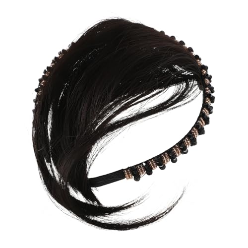 ADOCARN Stirnband Mit Und Kurzhaarperücke Für Damen Natürliches Synthetisches Haarteil Zum Abdecken Weißer Haare Stirn Und Oberkopf von ADOCARN