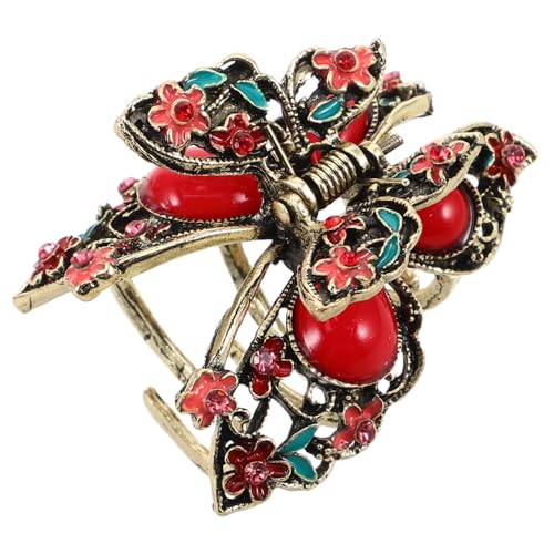 ADOCARN Vintage Schmetterling Haarklammer Mit Strass Große Rutschfeste Haarspange Für Damen Und Mädchen Accessoire Für Hochzeiten Und Besondere Anlässe Rot von ADOCARN