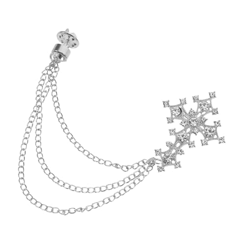 ADOCARN Strass-Quasten-Kreuz-Anstecknadel: Quastenkettenbrosche – Ketten-Anstecknadel im Punk- und Hip-Hop-Stil für Pullover, Anzug und Schal von ADOCARN