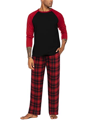 ADOME Herren Schlafanzug Zweiteiliger Lang Pyjama Set Nachtwäsche Kariert Winter Warm Sleepwear Zweiteiler Hausanzug Langarm, Y-Grau, L von ADOME