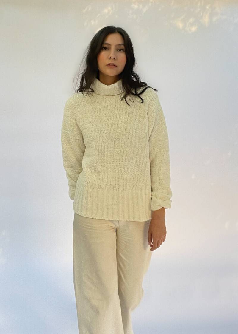 Vintage 90Er Jahre Pierre Cardin Xs-M Rollkragenpullover | Chenille Gestrickt Minimal Neutral Herbst Winter Warm 80Er Gemütlich Boho Chic Y2K von ADONYSSE