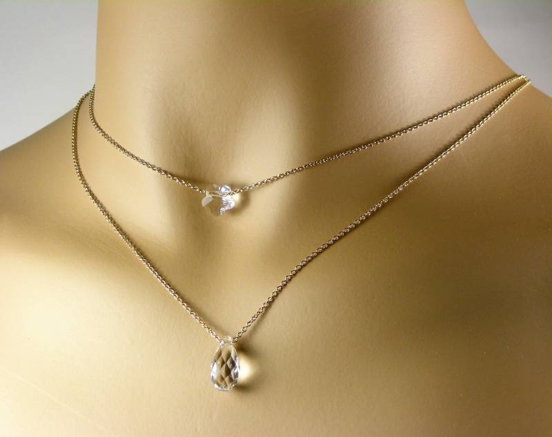 Klare Kristallschichten, Swarovski, Blume, Kleiner Tropfen, Großer 14K Gold Filled Klare Kristallschichten, Swarovski, Blume, Kleiner Tropfen, Großer 14K Gold Filled von ADORNMENTSCOLLECTION
