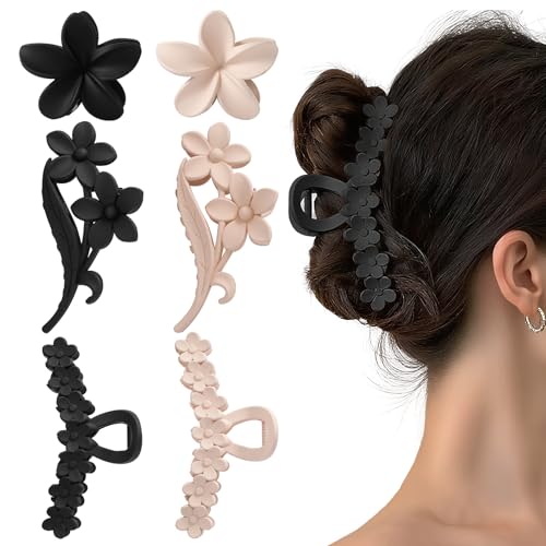 Haarklammern für Damen, 3 Stile, hawaiianische Hibiskusblüten, rutschfest, mattes Finish, Schwarz und Creme, große Haarklammer für dickes Haar, niedliches Haar-Accessoire für Reisen, Strand, den Haarklammern für Damen, 3 Stile, hawaiianische Hibiskusblüten, rutschfest, mattes Finish, Schwarz und Creme, große Haarklammer für dickes Haar, niedliches Haar-Accessoire für Reisen, Strand, den von ADORTIFY