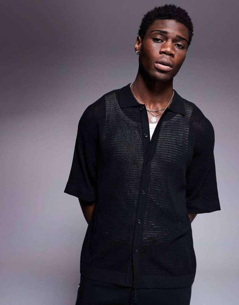 ADPT - Häkel-Hemd in Schwarz von ADPT