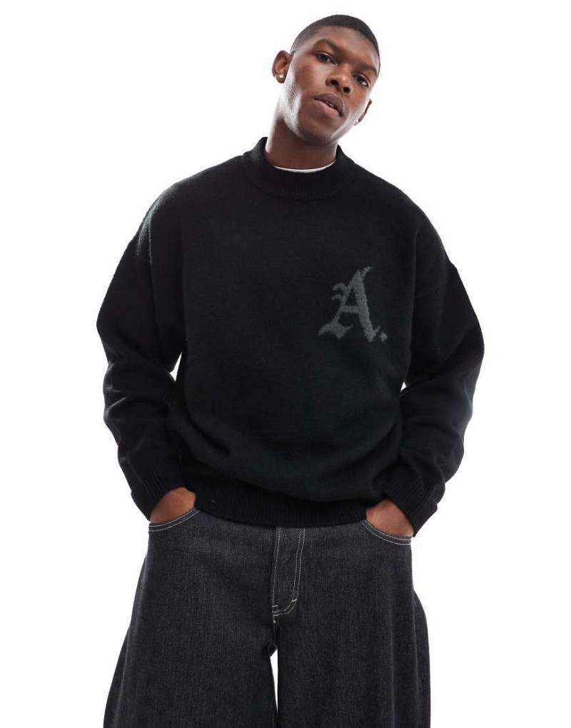 ADPT - Oversize-Strickpullover in Schwarz mit Rundhalsausschnitt von ADPT