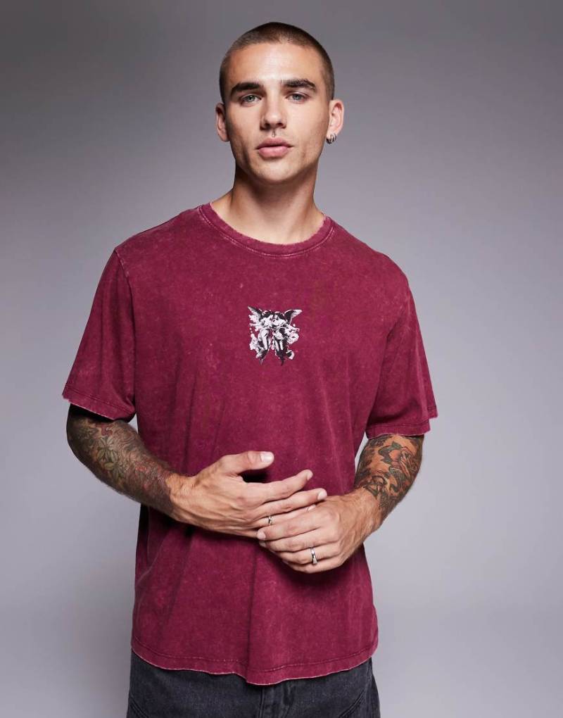 ADPT - Oversize-T-Shirt in Burgunderrot mit Rückenprint von ADPT