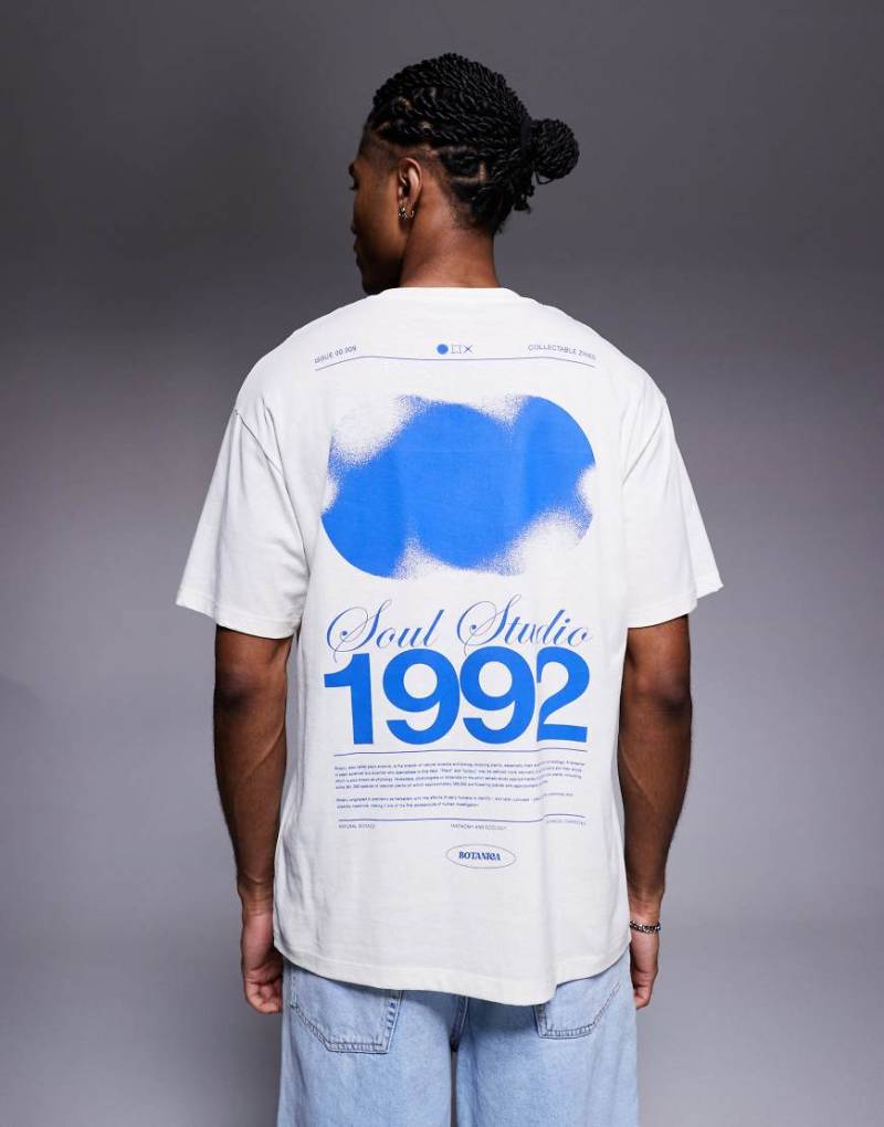 ADPT - Oversize-T-Shirt in Creme mit „Soul"-Print auf dem Rücken-Weiß von ADPT