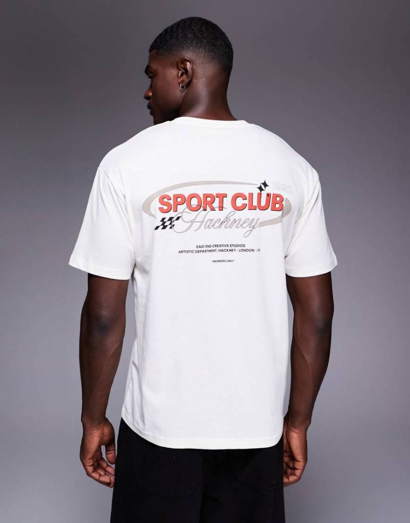ADPT - Oversize-T-Shirt in Creme mit „Sports Club"-Print-Weiß von ADPT