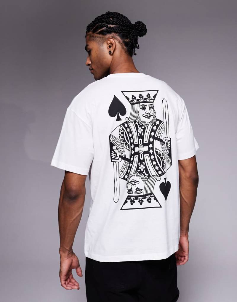 ADPT - Oversize-T-Shirt in Weiß mit Herzkönig-Rückenprint von ADPT