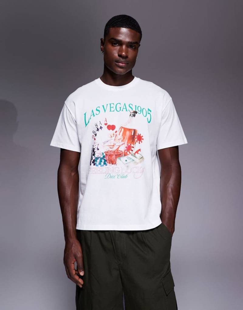 ADPT - Oversize-T-Shirt in Weiß mit Las-Vegas-Rückenprint von ADPT