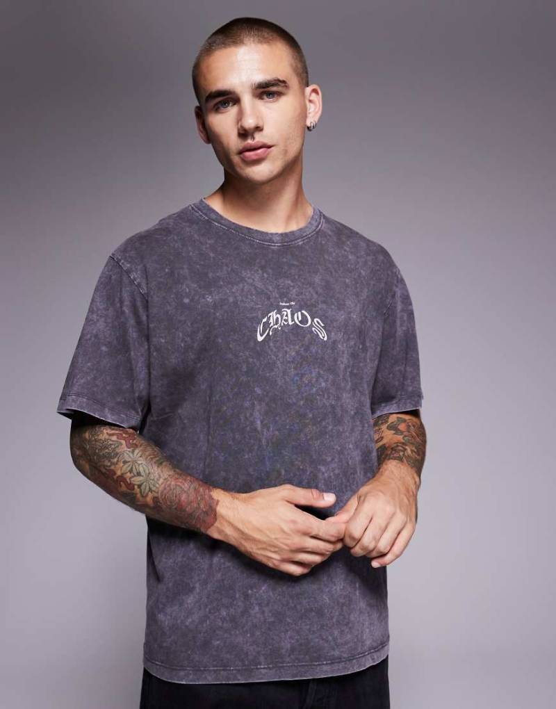 ADPT - Oversize-T-Shirt in verwaschenem Grau mit Rückenprint von ADPT