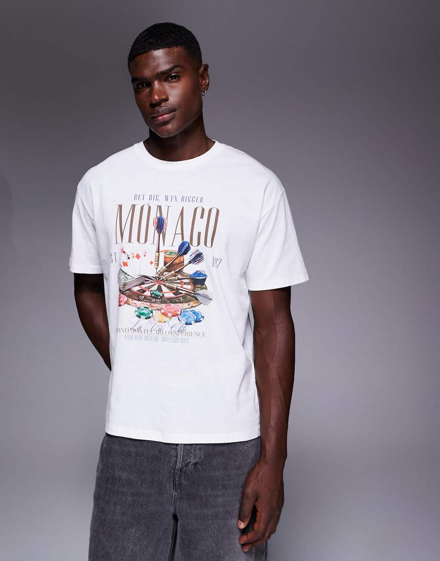 ADPT - Oversized-T-Shirt in Weiß mit Monaco-Rückenprint von ADPT