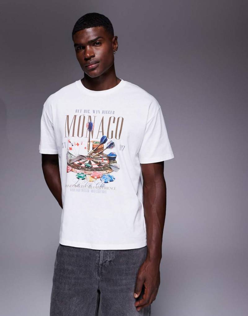 ADPT - Oversized-T-Shirt in Weiß mit Monaco-Rückenprint von ADPT
